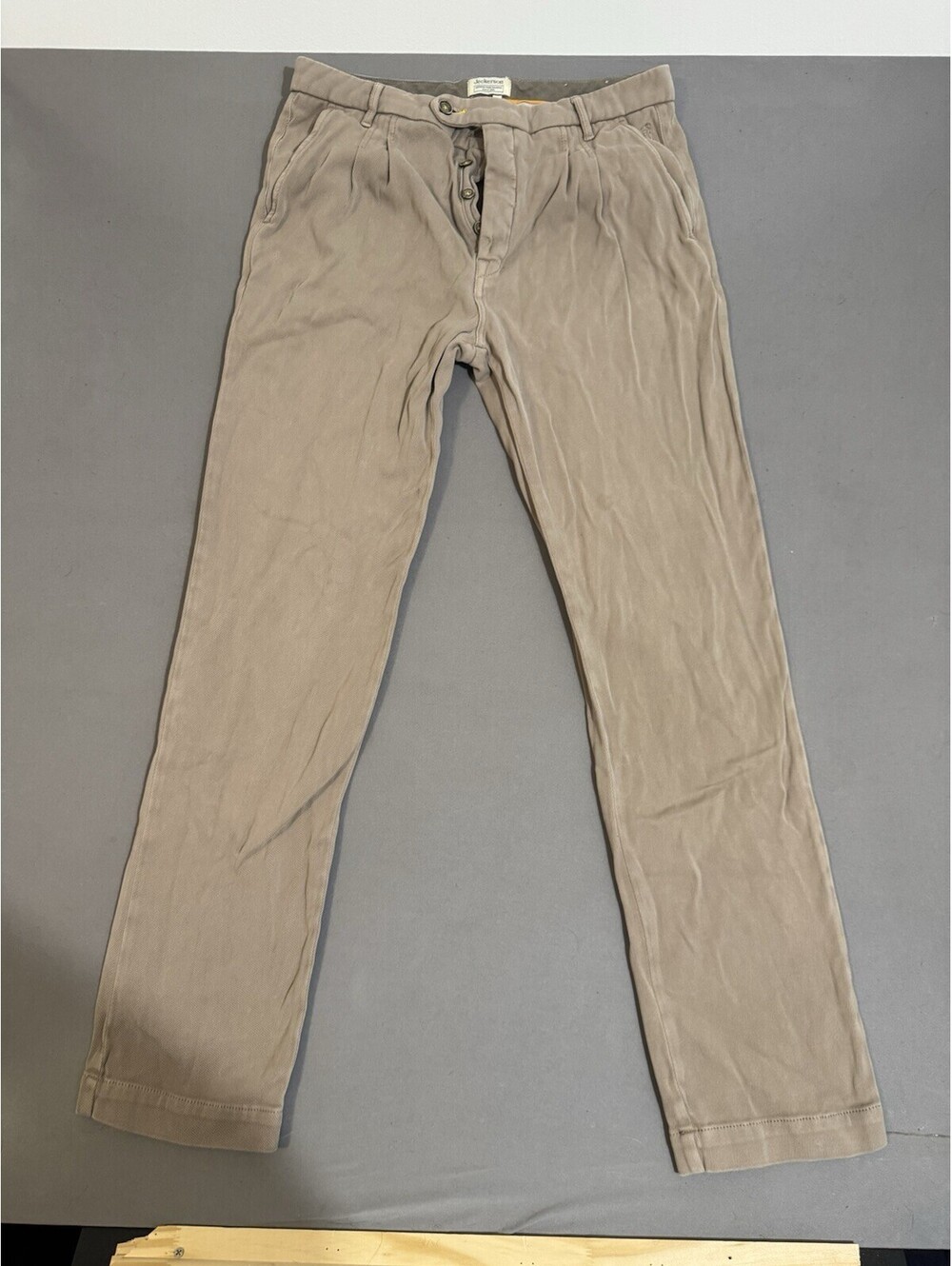 Jeckerson Tan Chinos Straight Leg Men’s 36x33 Button Fly Made In Italy Beige